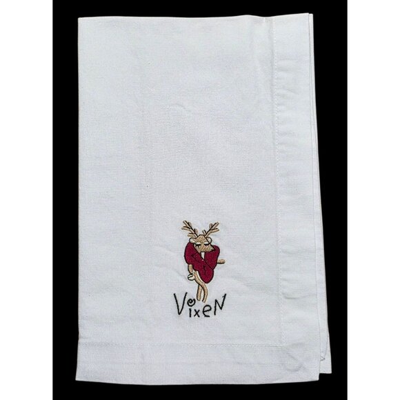 VTG 9 Pottery Barn Reindeer Dinner Napkins Braided Basket Christmas Holiday - Picture 9 of 16